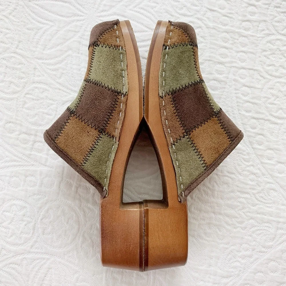 🔥 Swedish Hasbeens‎ Suede Patch Clog in Patchwork Suede - Picture 4 of 7